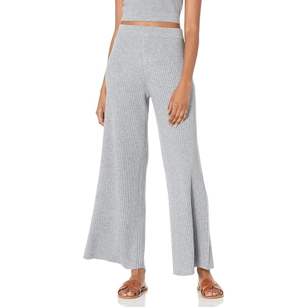 The Drop Women's Catalina Pull On Rib Sweater Pant Heather Grey Large NWT